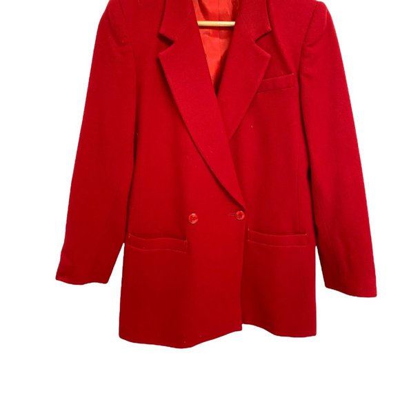 Andre' Barreau women's blazer Button Front Collared Red 100% Pure Wool Size 4 - Picture 7 of 14